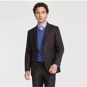 Tommy Hilfiger Mens Modern Fit Suit Jacket Blazer Brown Solid Stretch 36S Wool